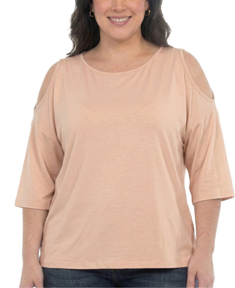 Plus Size Casual Cold Shoulder Pullover Top