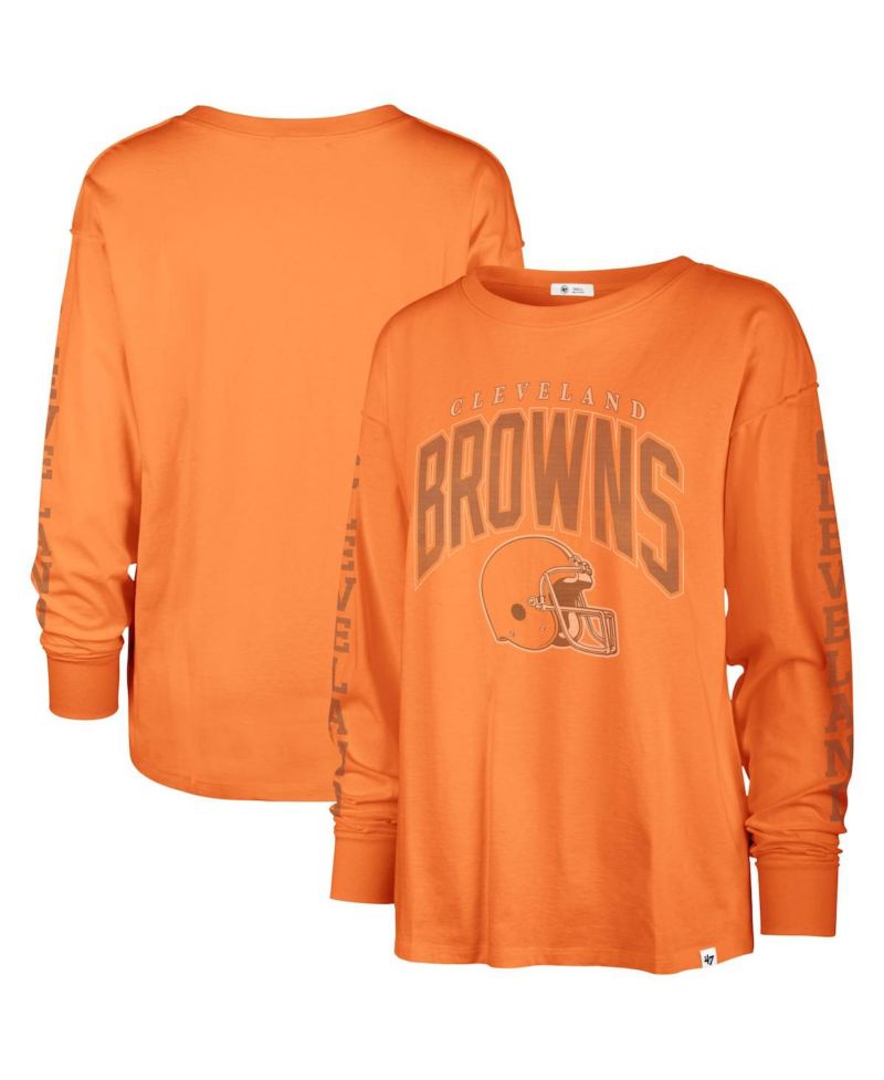 Women's Orange Distressed Cleveland Browns Tom Cat Long Sleeve T-shirt