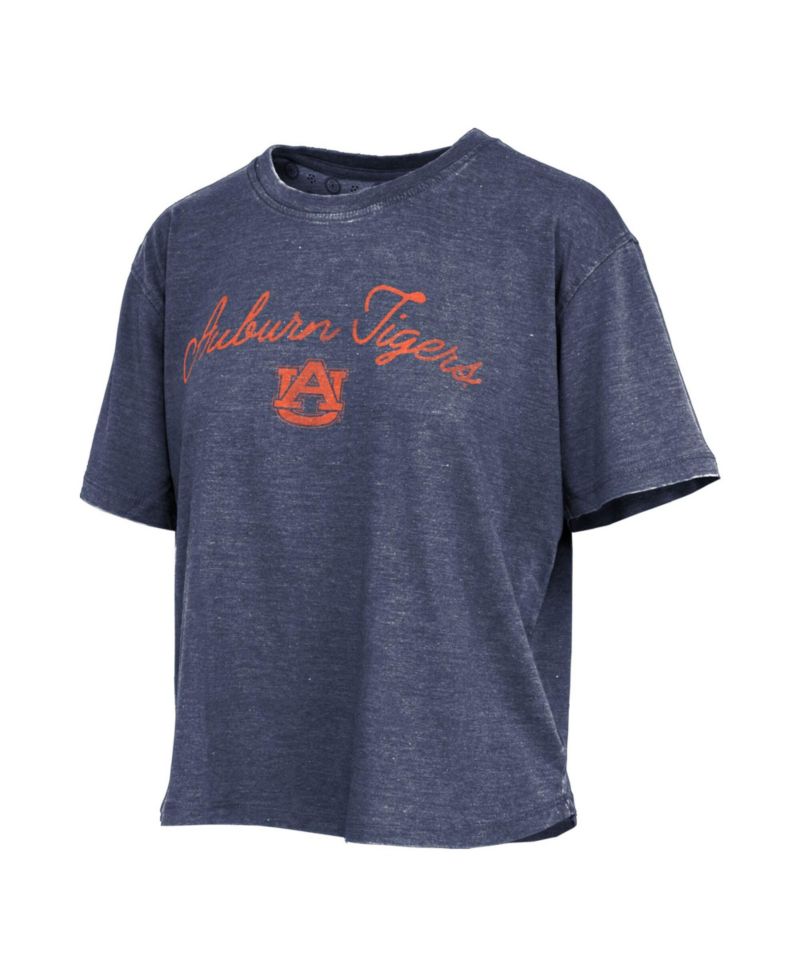 Women's Navy Auburn Tigers Waist Length Script Over Logo T-Shirt