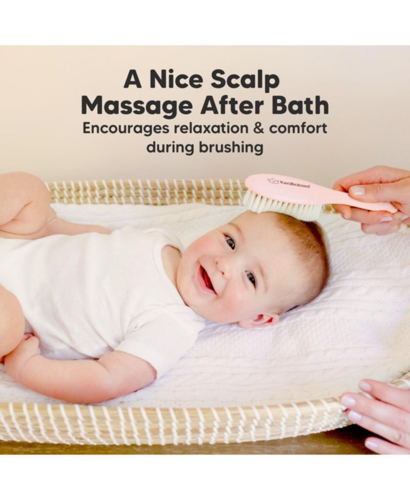 Baby Hair Brush, Oval Cradle Cap Brush, Soft Baby Brush for Infant, Newborn Hairbrush for Girls, Boys, Baby Scalp Brush
