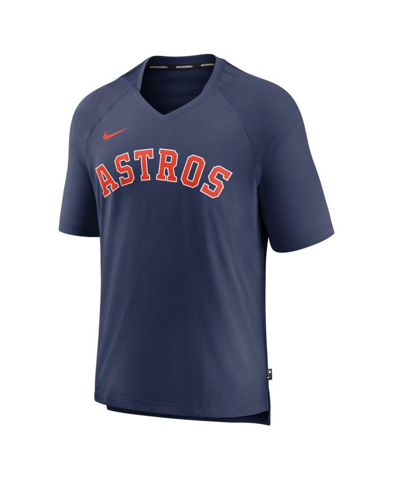 Men's Navy Houston Astros Authentic Collection Pregame Raglan Performance V-Neck T-shirt