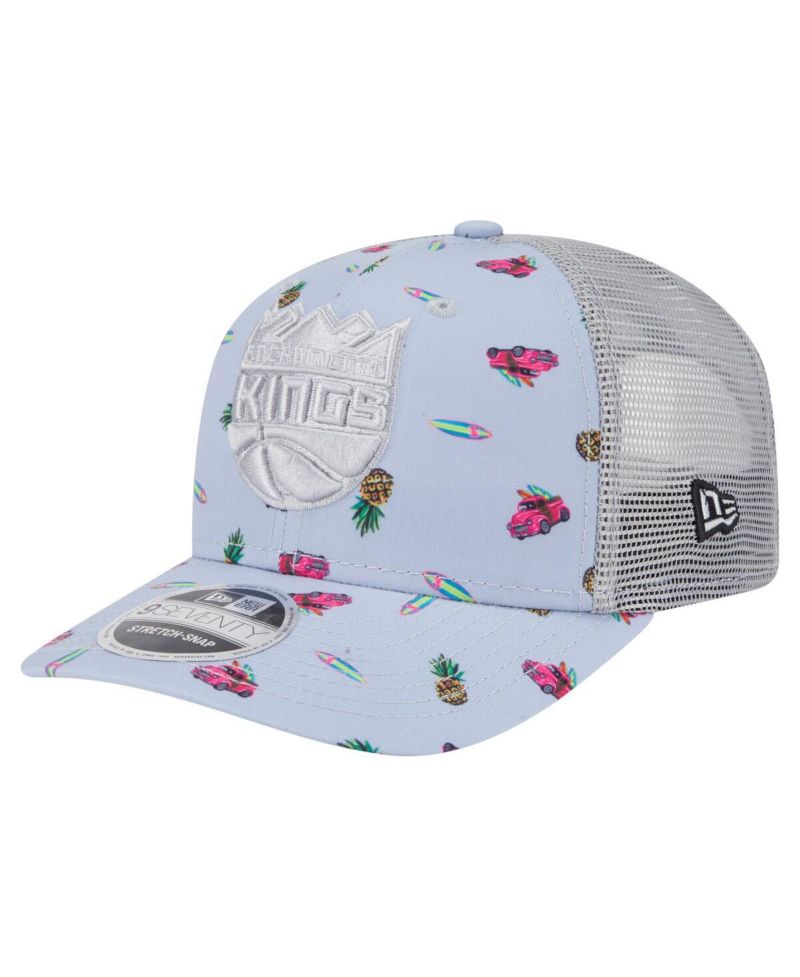 Men's Light Blue/Gray Sacramento Kings Adventure Aloha Pattern 9SEVENTY Stretch-Snap Hat