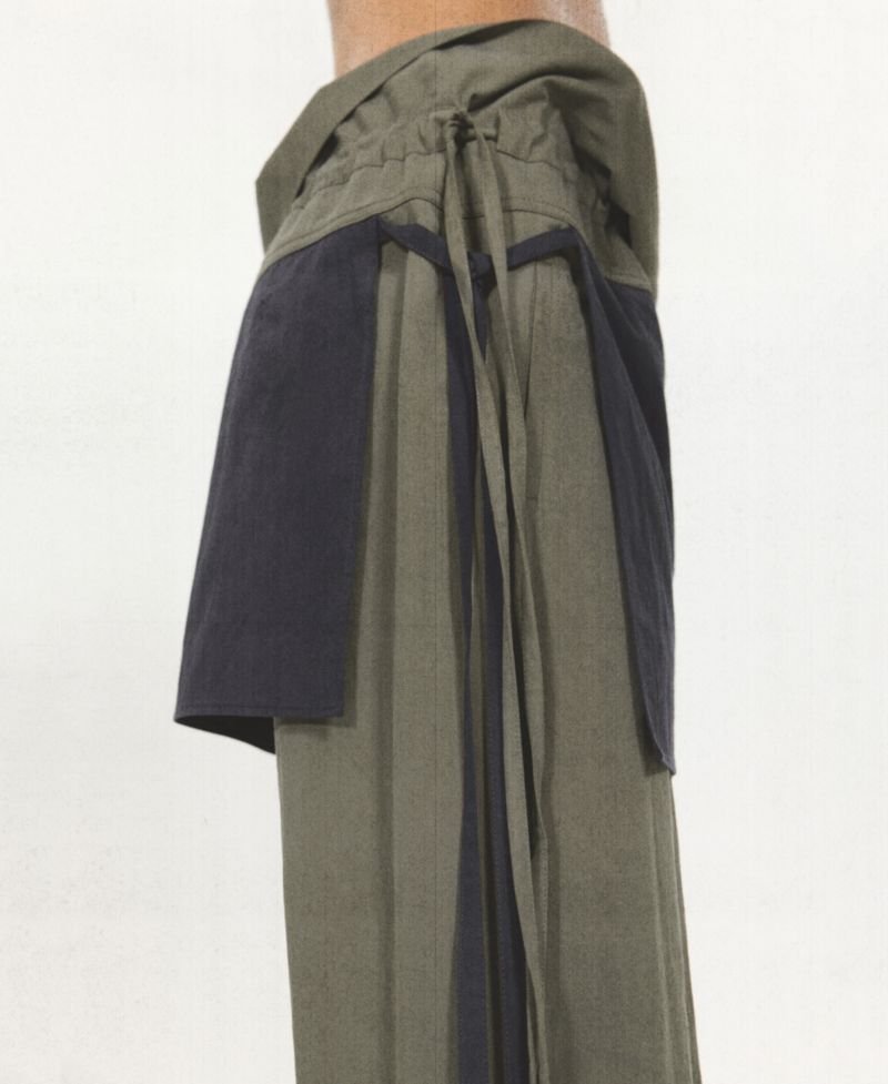 Women's Tied Overlay Wide-Leg Cotton-Blend Pants