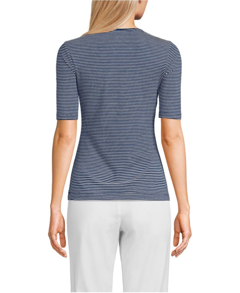 Women's Lightweight Jersey Skimming Elbow Sleeve Crew Neck T-shirt
