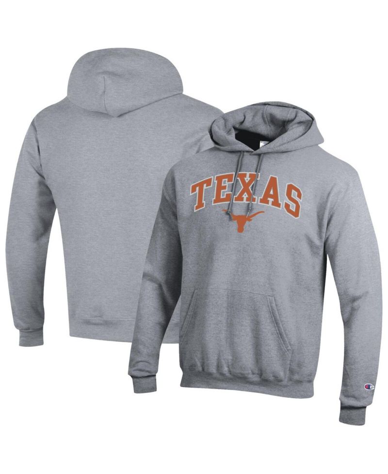 Men's Heather Gray Texas Longhorns Arch Over Logo Pullover Hoodie