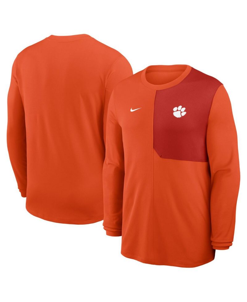 Men's Orange Clemson Tigers 2025 Sideline Coach UV Performance Long Sleeve T-Shirt
