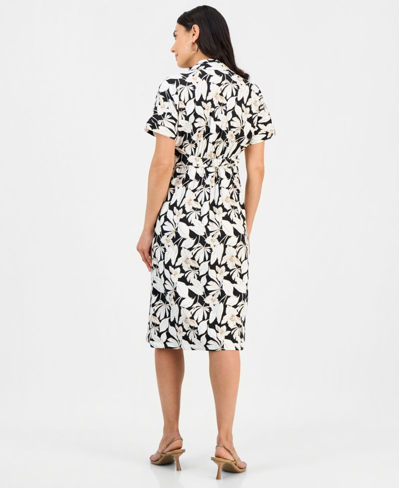 Petite Linen Buckle-Back Shirt-dress
