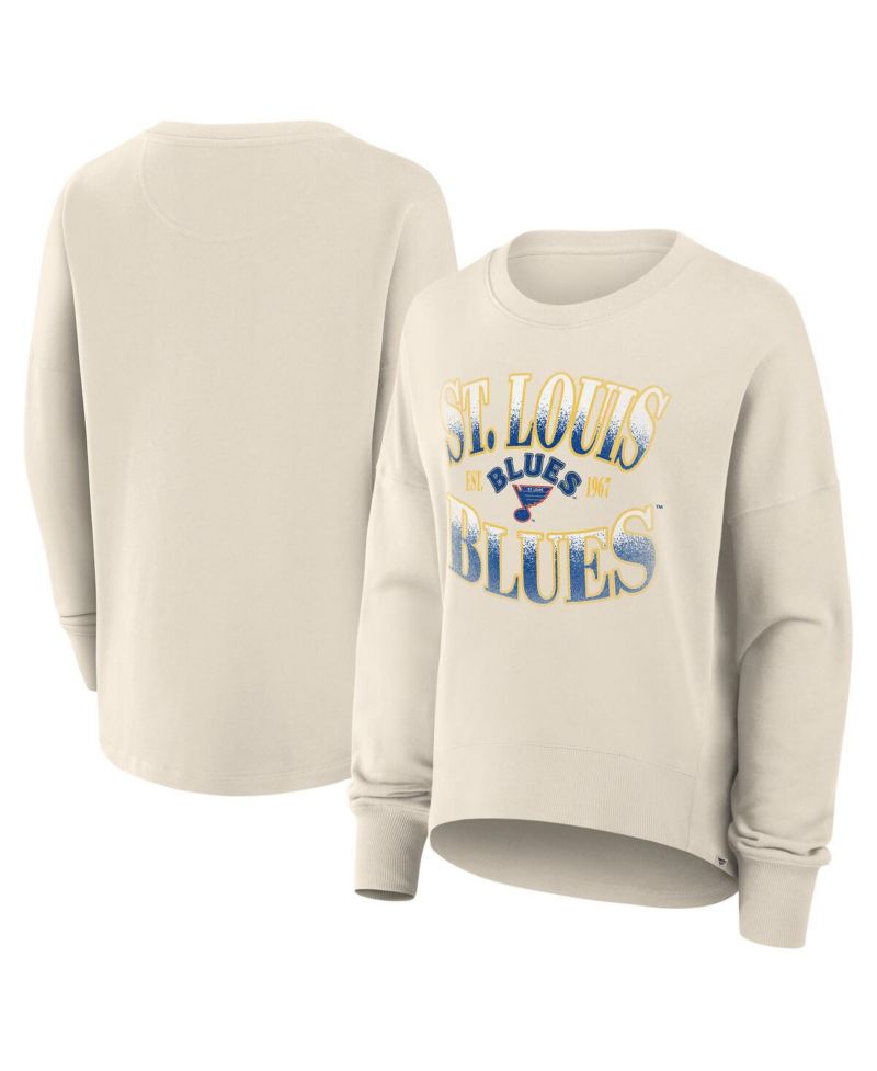 Women's Cream St. Louis Blues Oversized Vintage Slice Pullover Sweatshirt
