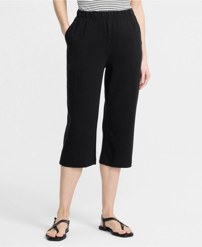 Women's Sport Knit High Rise Elastic Waist Capri Pants