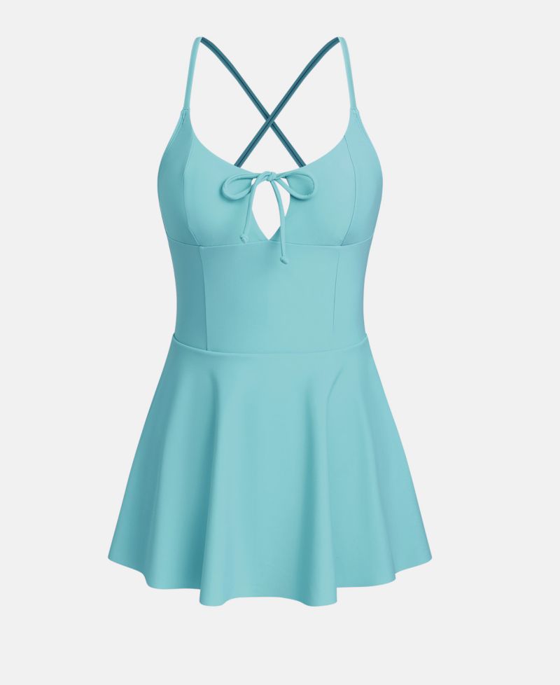 Women's V-Neck Cross-Back Straps Swim Skirt
