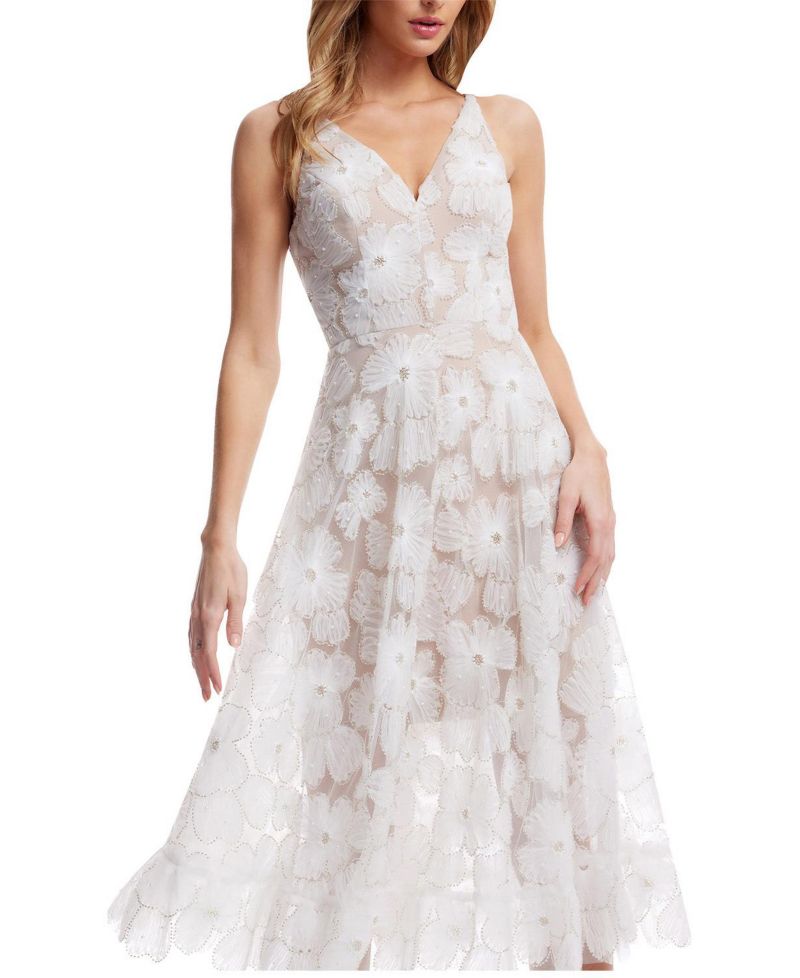 Women's Blair 3D Floral Embroidered Midi Fit and Flare Dress