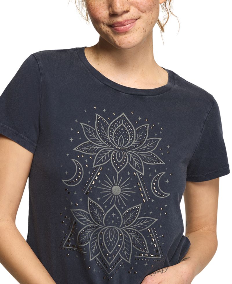 Women's Double Lotus Graphic Floral-Print T-Shirt