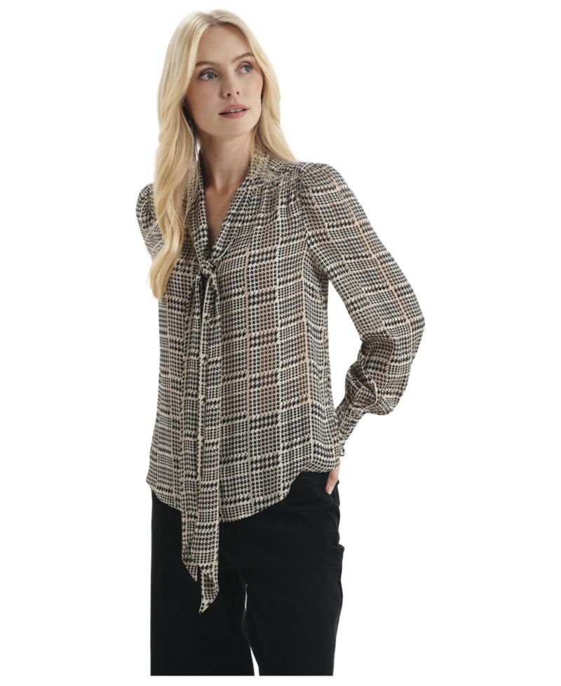 Women's Mavis Chiffon Long Sleeve Tie Neck Blouse