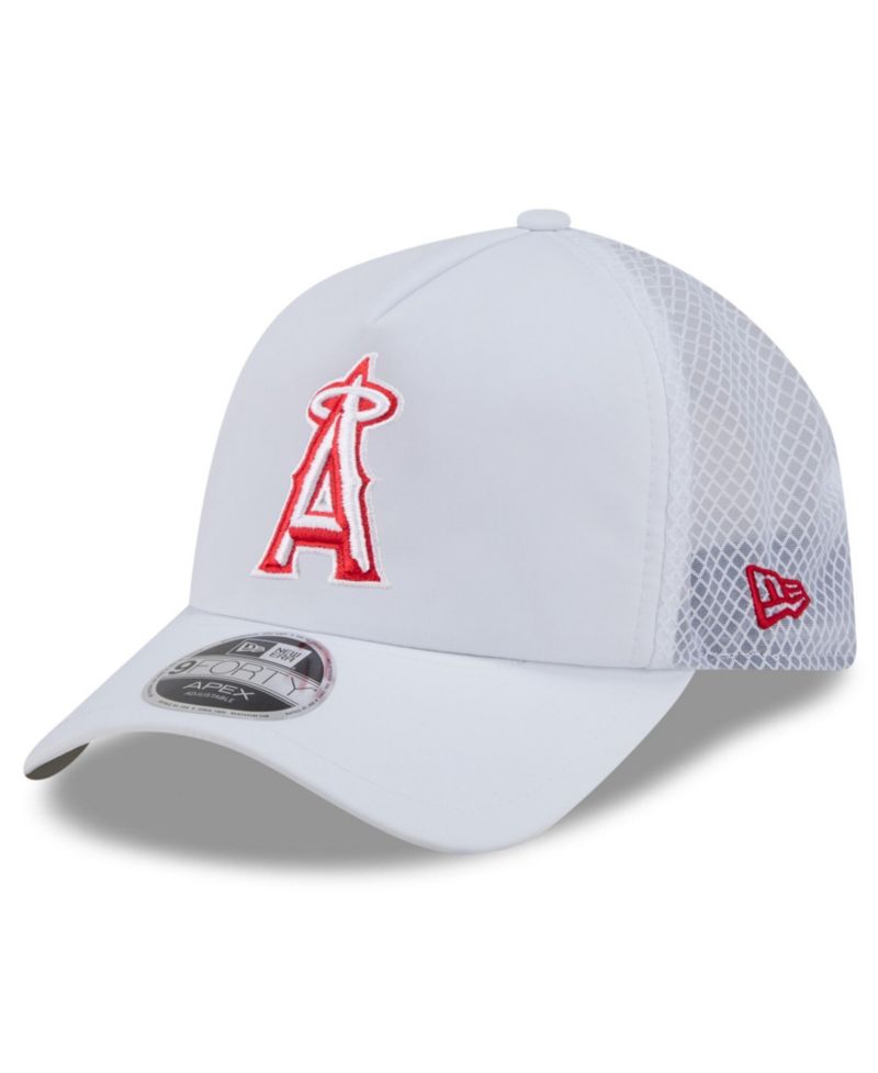 Men's White Los Angeles Angels 2026 Batting Practice Apex 9FORTY Adjustable Trucker Hat