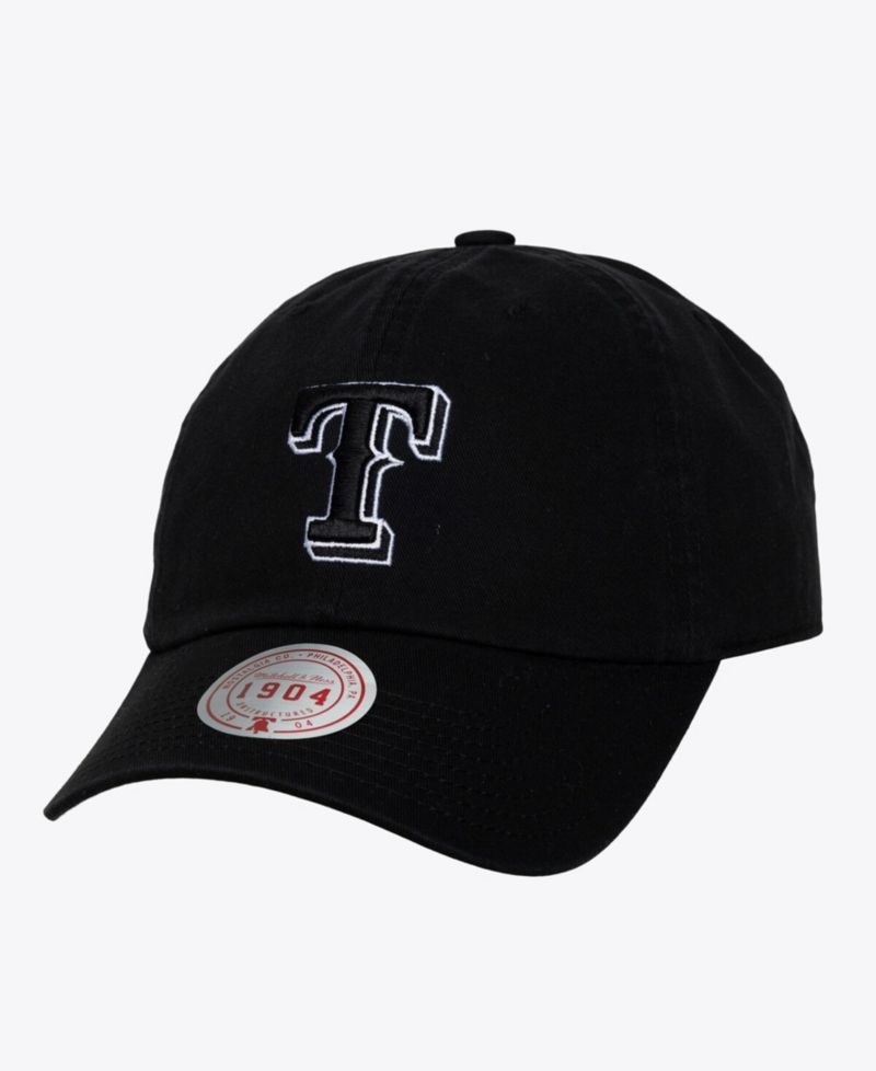 Men's and Women's Black White Texas Rangers 1904 Strapback Adjustable Hat