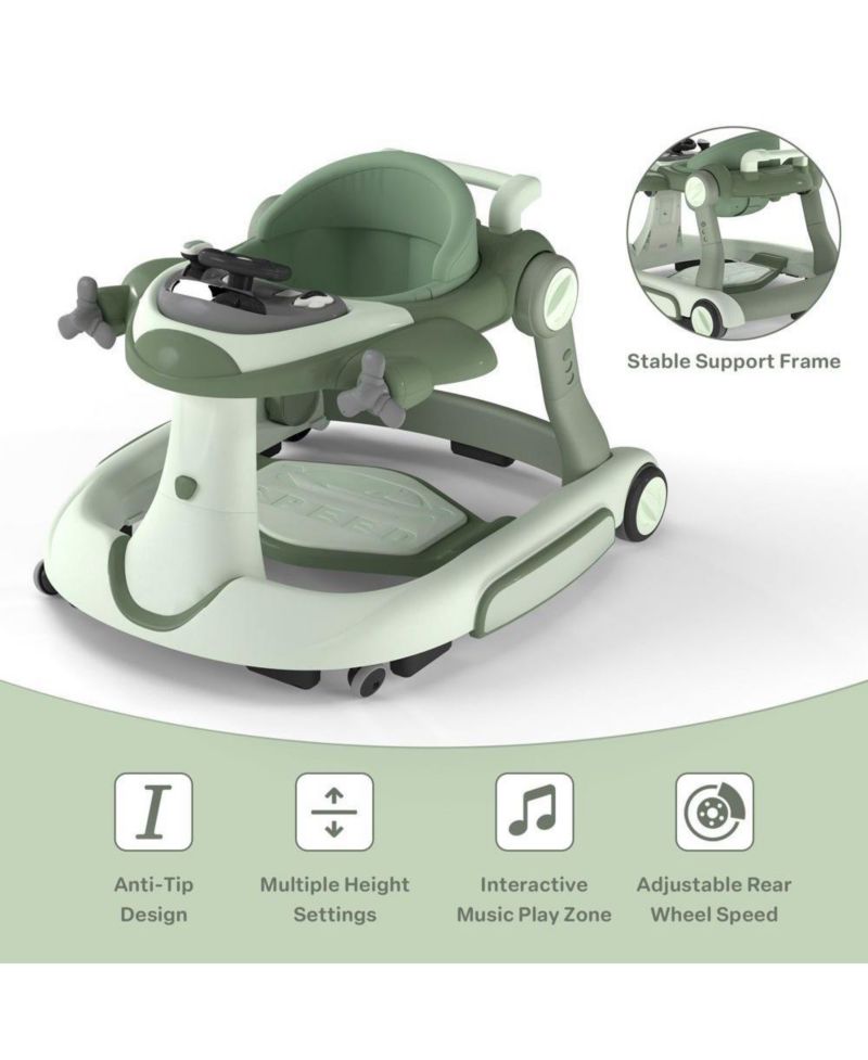 Convertible Baby Activity Walker with Adjustable Height, Foldable Design and Interactive Play Features