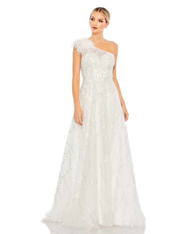 Women's Embellished One Shoulder A Line Gown