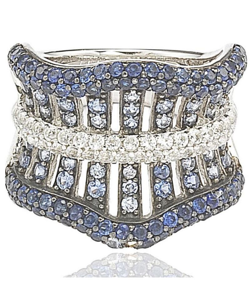 Suzy Levian Sterling Sapphire Crossing Ring