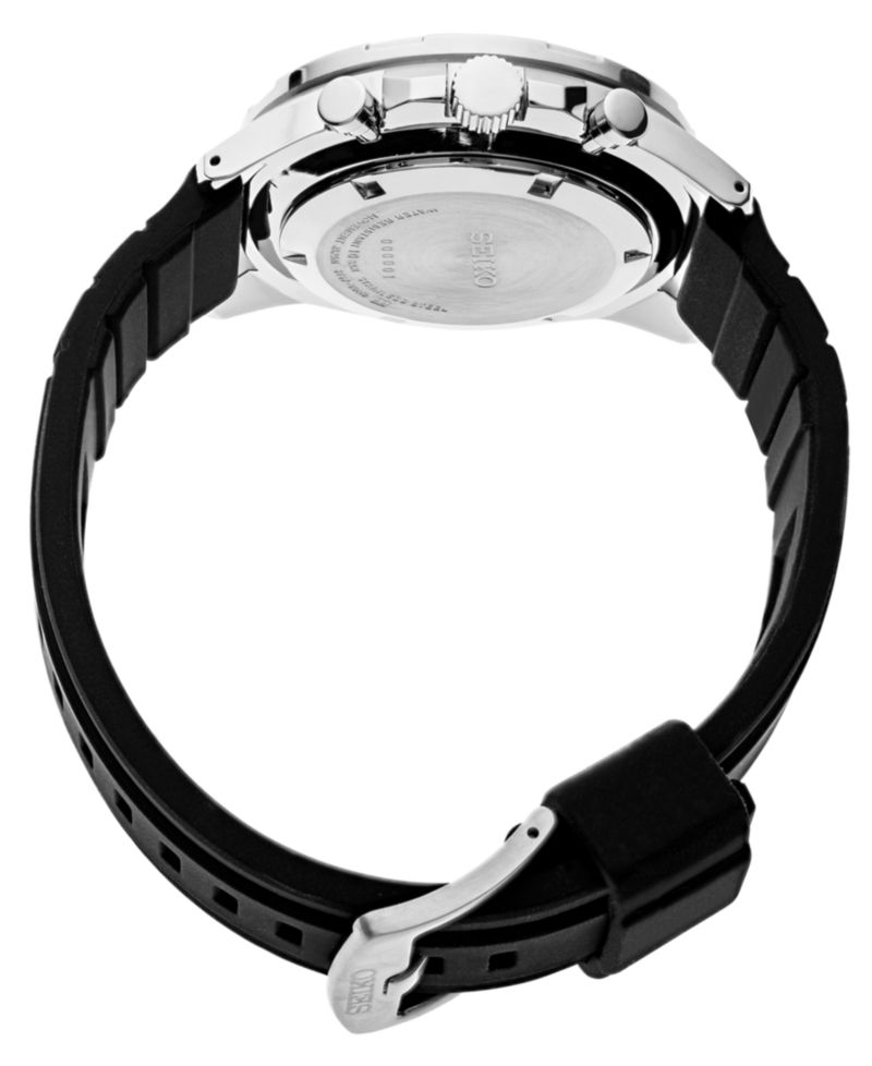 Men's Chronograph Black Silicone Strap Watch 43.9mm
