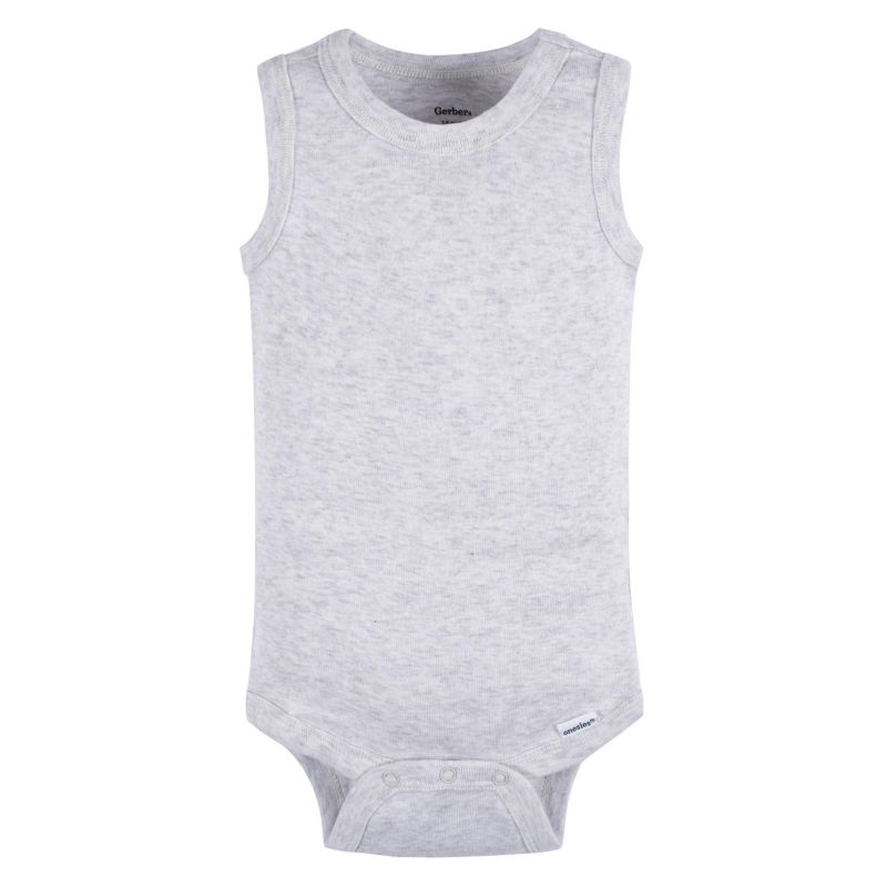 Baby Boys 5-Pack Sleeveless Onesies Bodysuits, Blue Stripe, 0-3 Months