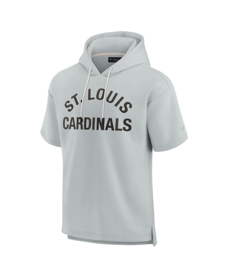 Men's and Women's Gray St. Louis Cardinals Super Soft Fleece Short Sleeve Hoodie