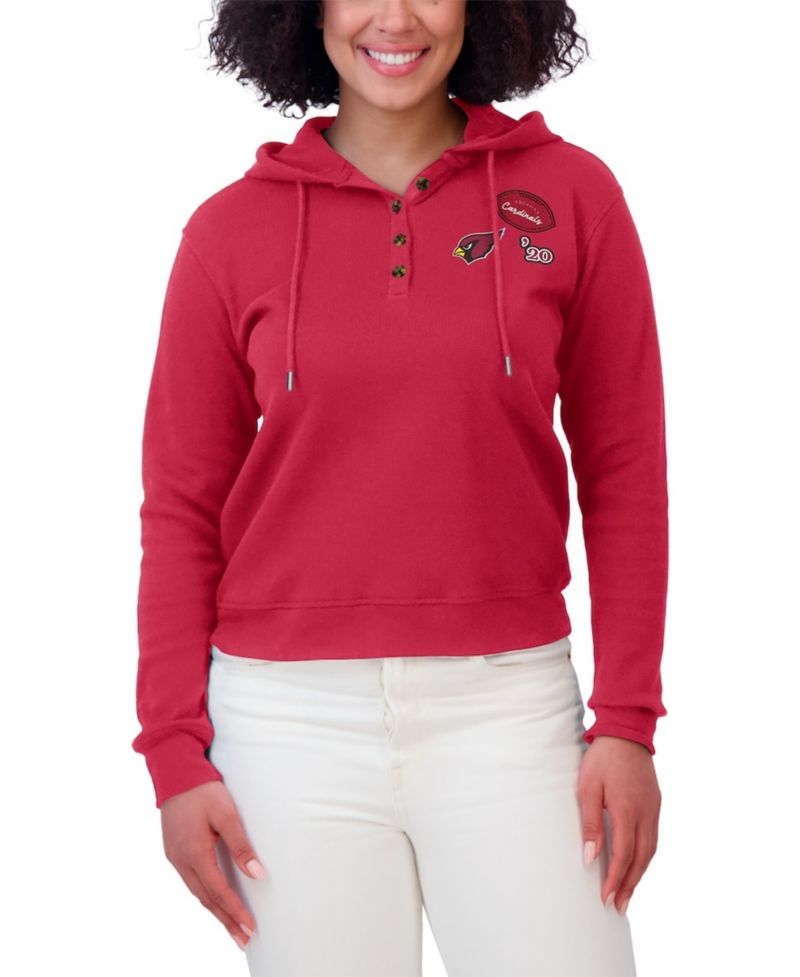Women's Cardinal Arizona Cardinals Waffle Hoodie Pullover Sweatshirt