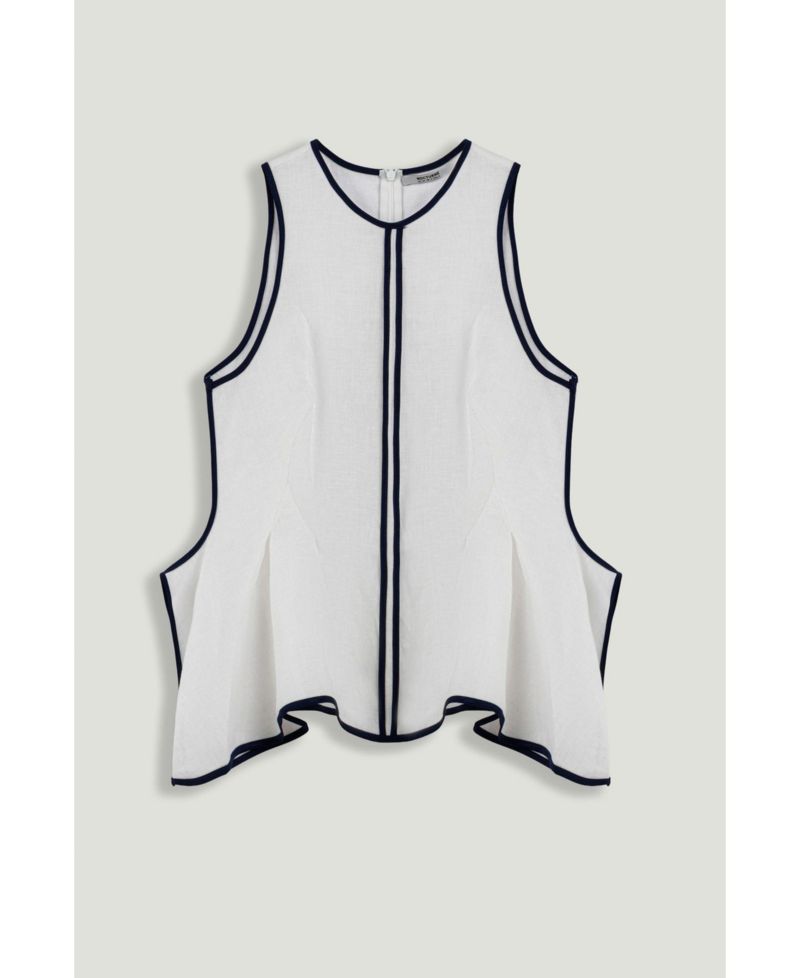 Women's Contrast Trim Peplum Top