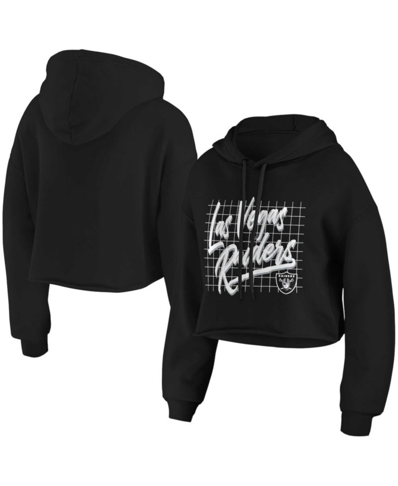 Women's Black Las Vegas Raiders Domestic Cropped Pullover Hoodie