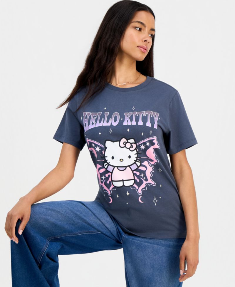 Juniors' Hello Kitty Butterfly Graphic-Print Tee