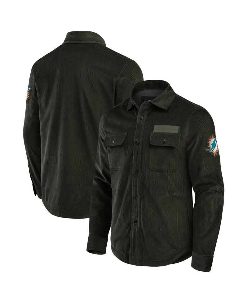 Men's Dark Green Miami Dolphins Corduroy Full-Button Shacket