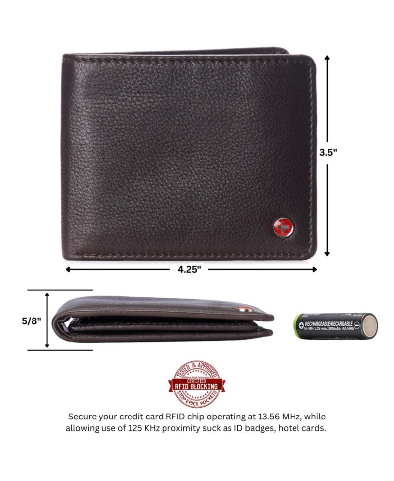 Men's Connor Executive Bifold Wallet | Business Passcase for Men | Premium Leather | Dual ID Windows | RFID Blocking | Gift Box Included