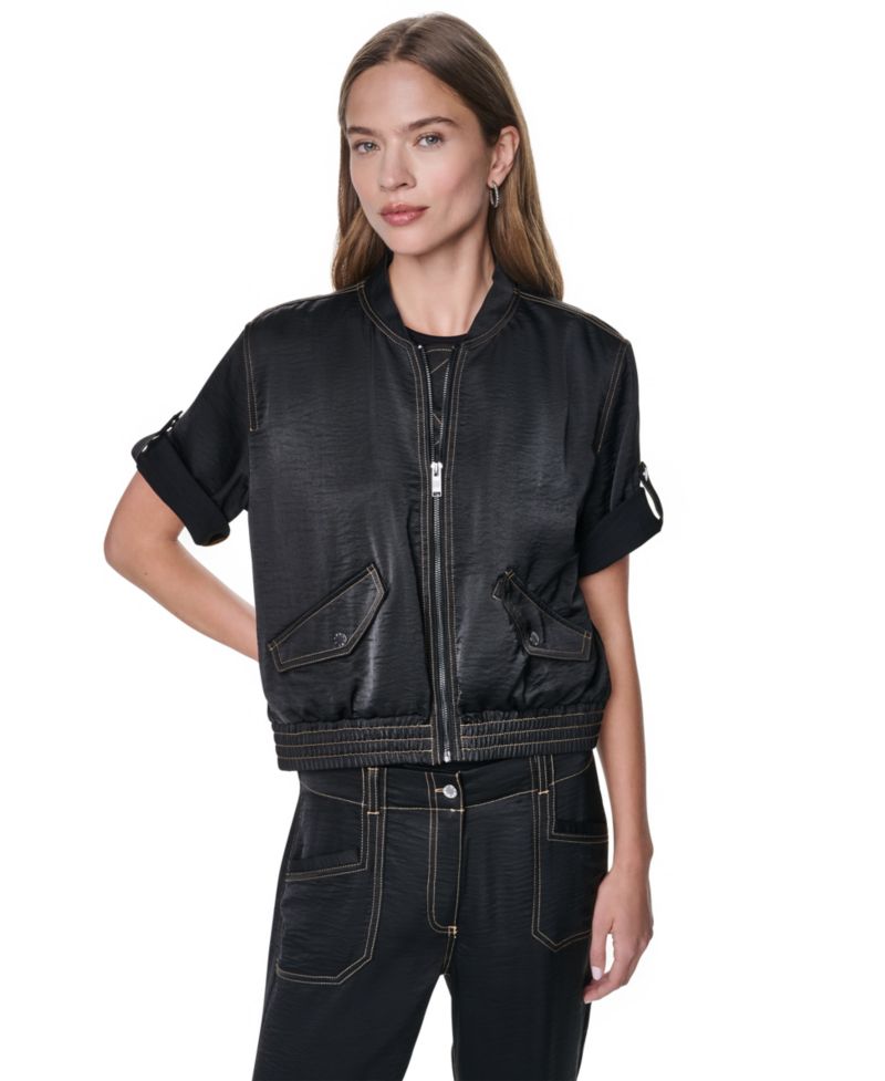 Women's Roll-Tab Contrast Stitch Glazed Jacket