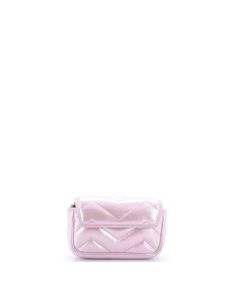 Super Mini GG Marmont Flap Bag Chevron Iridescent Leather