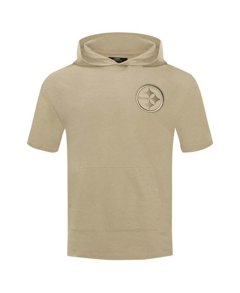 Men's Tan Pittsburgh Steelers Neutrals Capsule Short Sleeve Pullover Hoodie