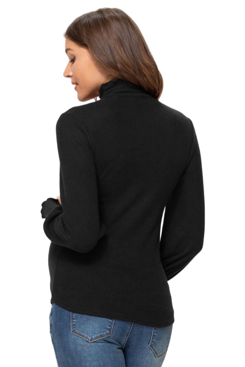 Maternity Turtleneck Ribbed Knit Long Sleeve Sweater