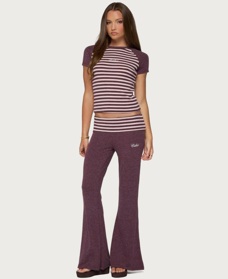 Women's Stay Low-Rise Striped Foldover Pants