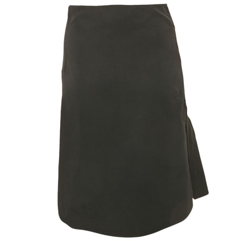 Women's Black Cotton Blend Pleated Knee Length Skirt