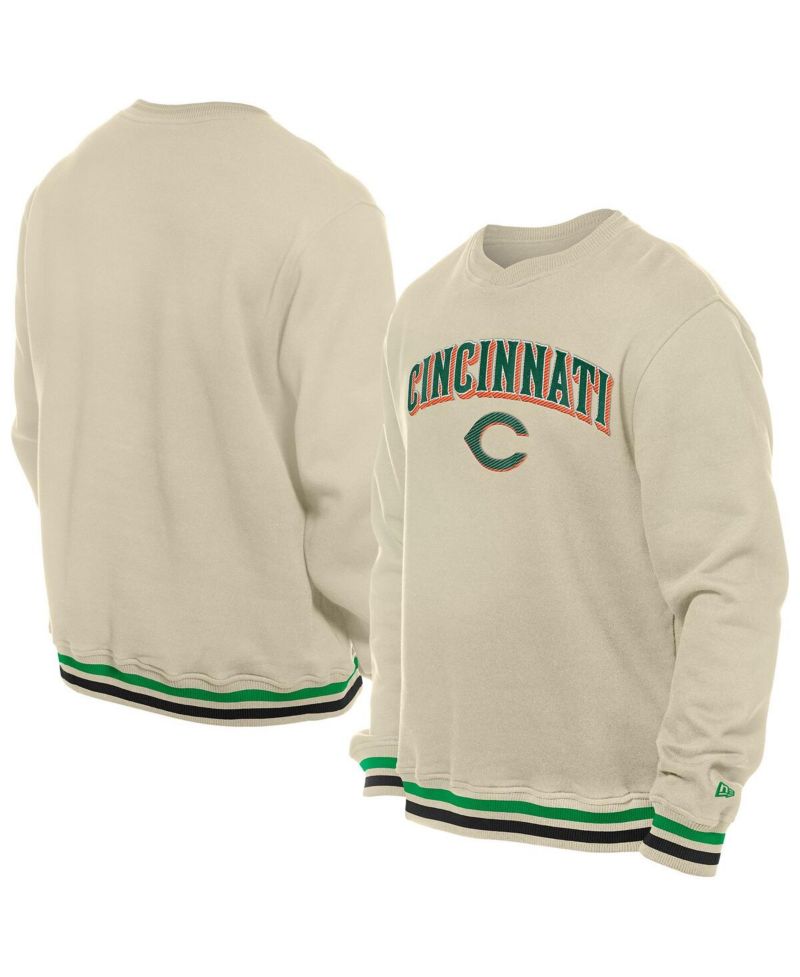 Men's Cream Cincinnati Reds St. Patrick's Day Twill Pullover Sweatshirt