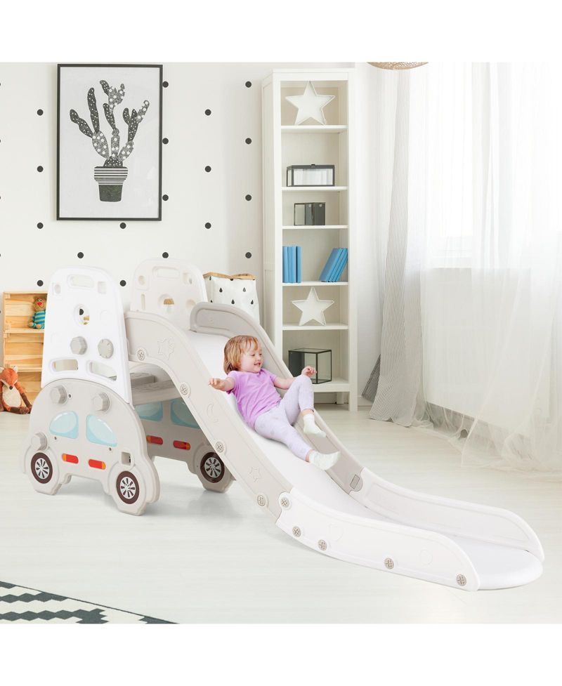 Toddler 5-in-1 Indoor Playground Slide Set with Easel, Stool and Book Rack