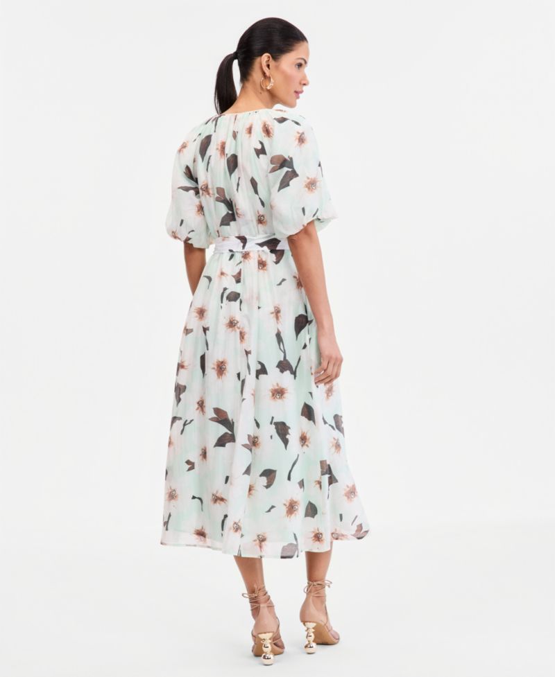 Women's Puff-Sleeve Midi Dress