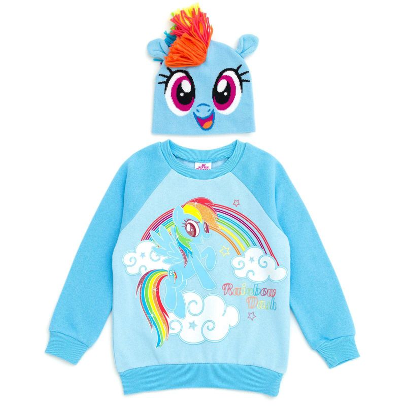 Toddler Girls My Pony (2T-5T) Rainbow Dash Pullover Fleece Sweatshirt and Cosplay Hat