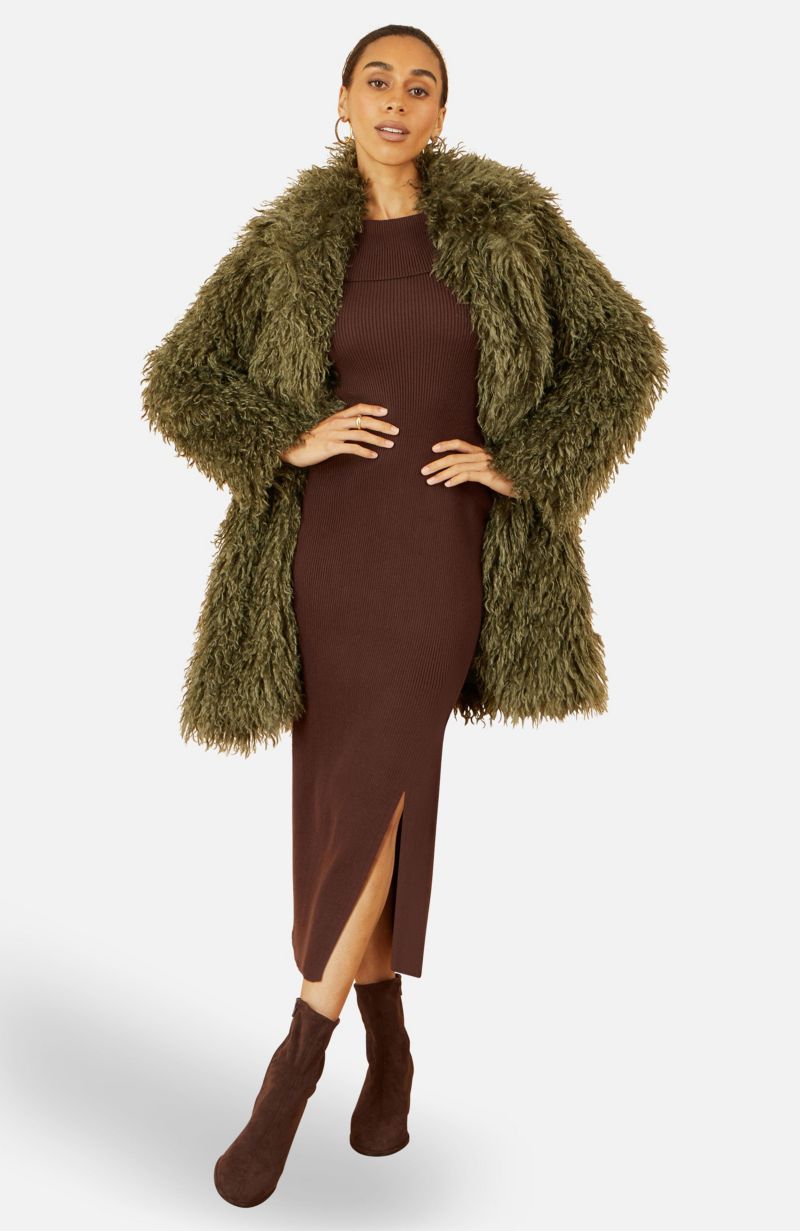 Women's Luxe Long Hair Faux Fur Coat