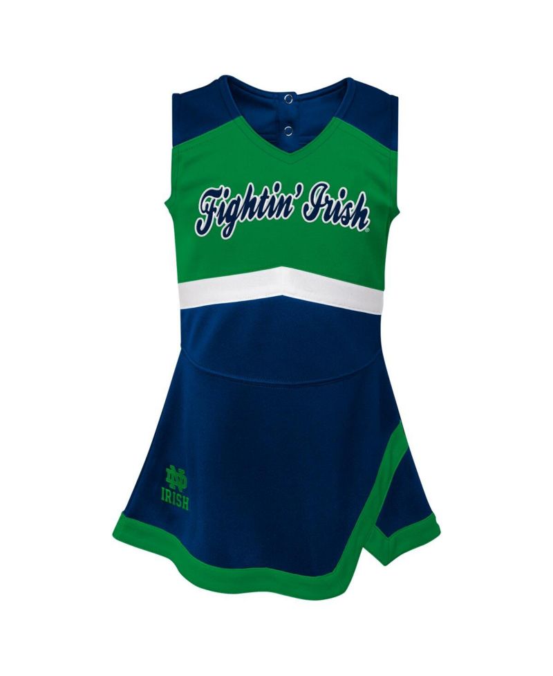 Girls Preschool Navy Notre Dame Fighting Irish Two-Piece Cheer Captain Jumper Dress Bloomers Set