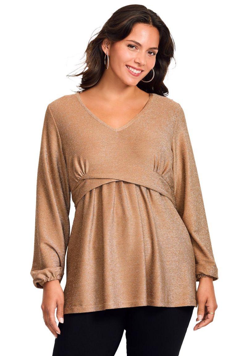 Women's Plus Size Peplum Shimmer Top