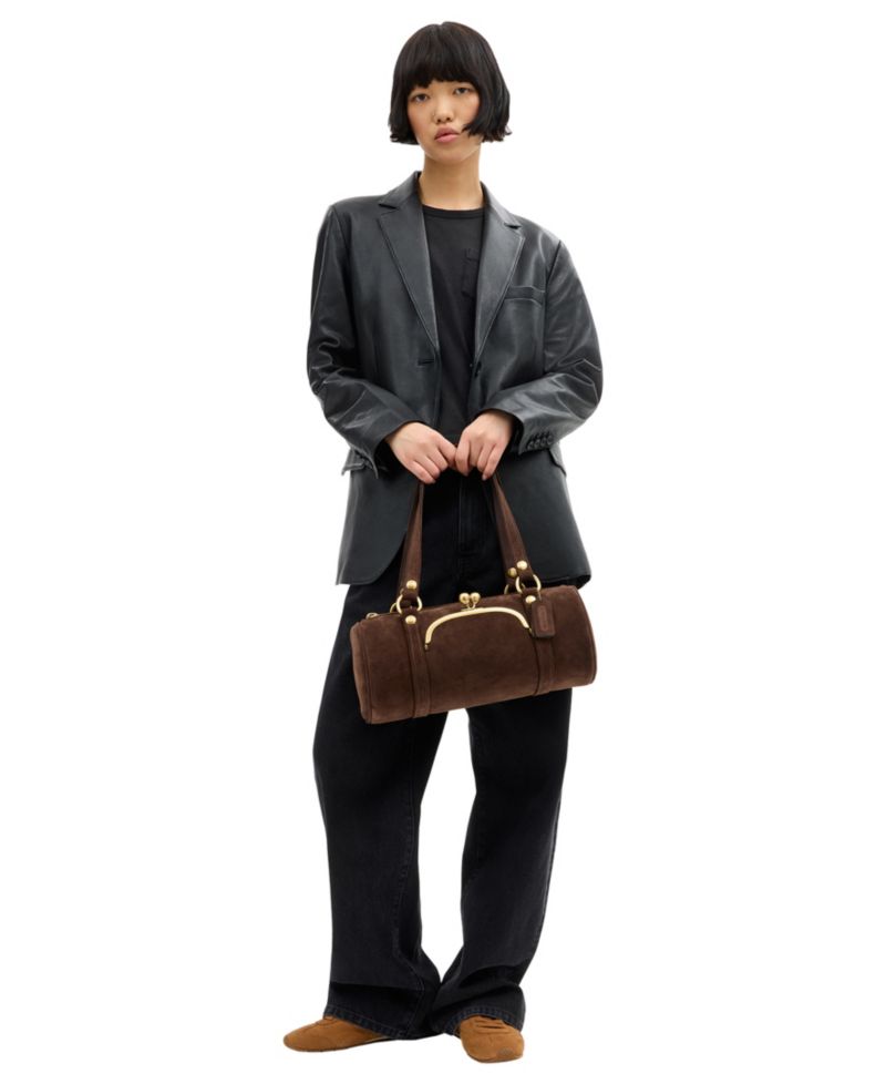 Originals Kisslock Small Suede Barrel Bag 28