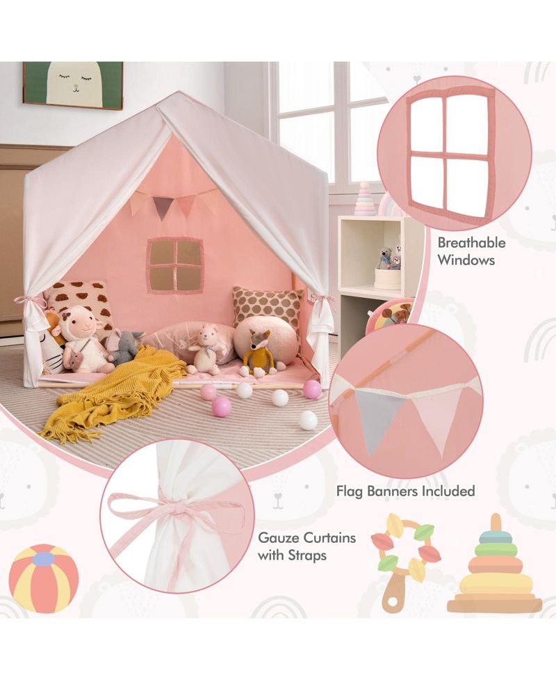 Indoor-Outdoor Play Tent with Washable Mat, 3-Piece Set