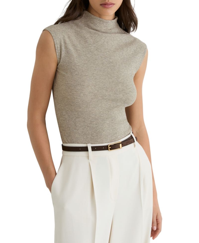 Women's Dita Metallic-Knit Cowl-Neck Sleeveless Vest
