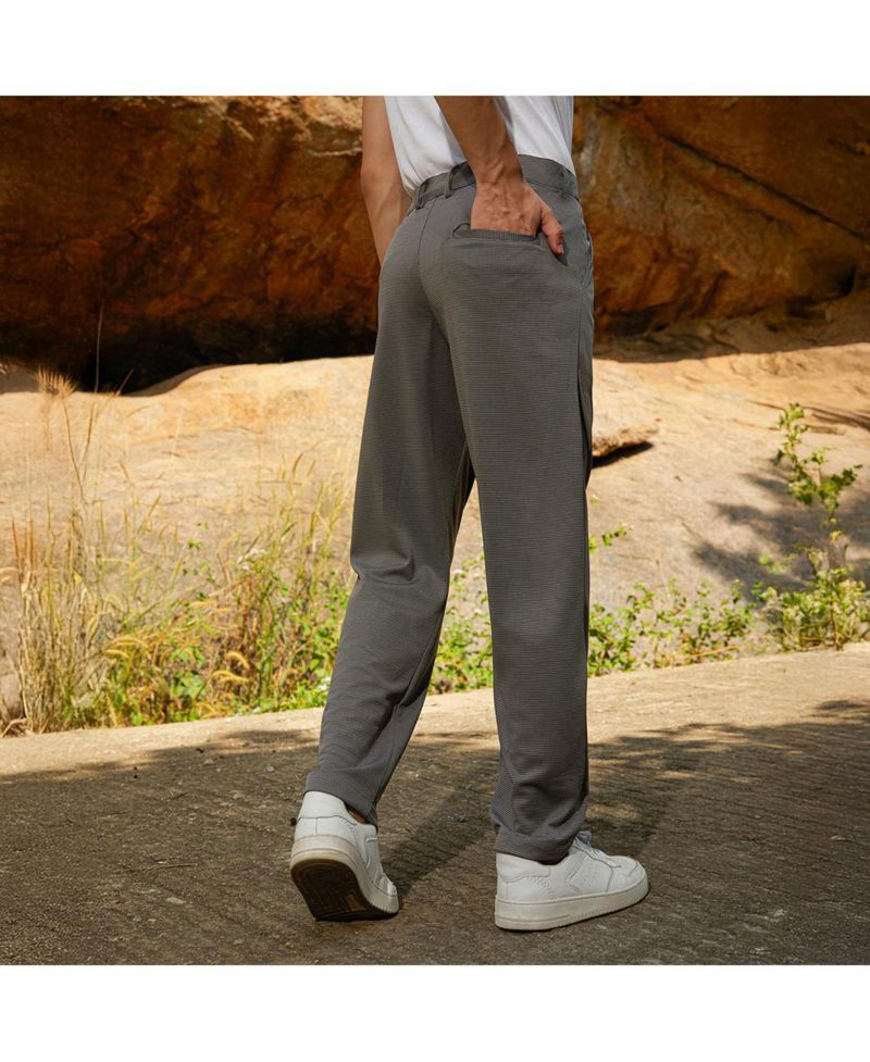 Men's Ash Grey Micro-Check Chino Trousers