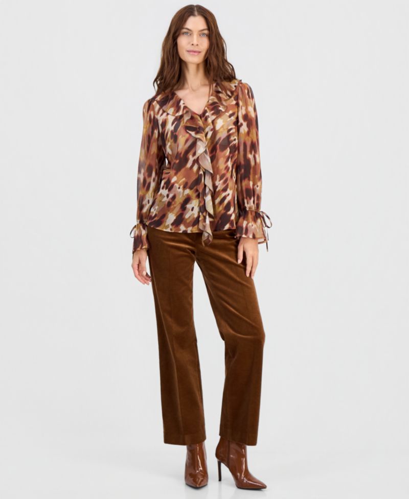 Women's Ruffled Tie-Cuff Top