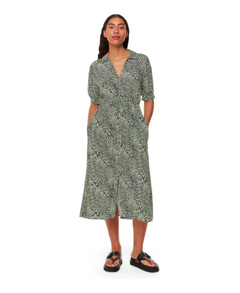 Women's Diagonal Leopard Print Midi Dress